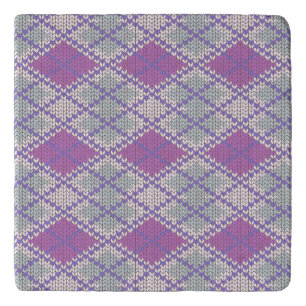 LILAC ARGYLE KNIT Marble Stone Trivet