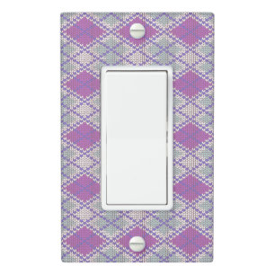 LILAC ARGYLE KNIT Single Rocker Light Switch Cover