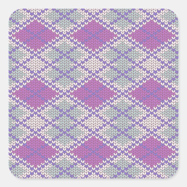 LILAC ARGYLE KNIT Small Square Stickers (Front)