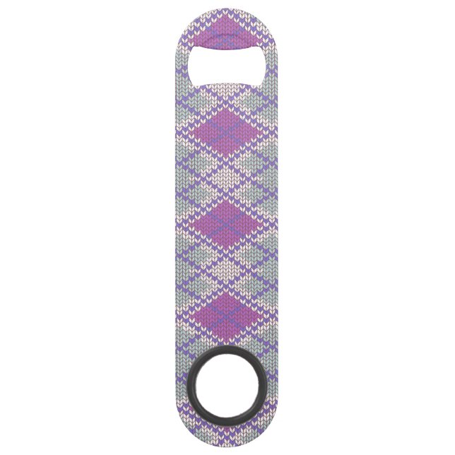 LILAC ARGYLE KNIT Speed Bottle Opener (Front)
