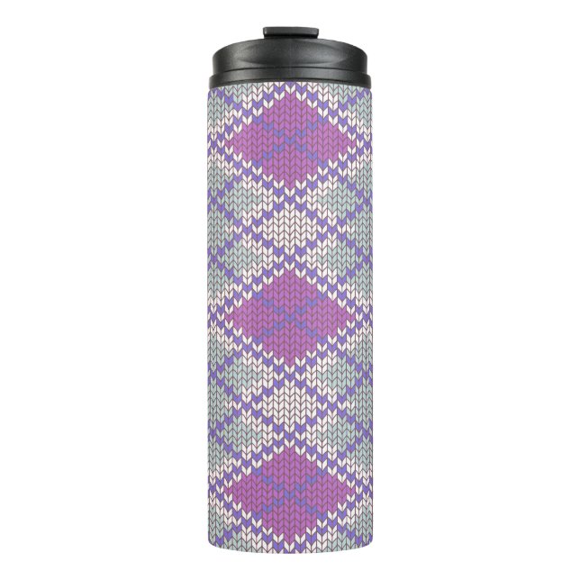 LILAC ARGYLE KNIT Thermal Tumbler (Front)