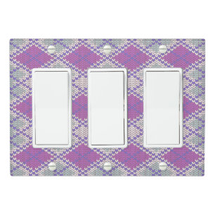 LILAC ARGYLE KNIT Triple Rocker Light Switch Cover