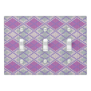 LILAC ARGYLE KNIT Triple Toggle Light Switch Cover