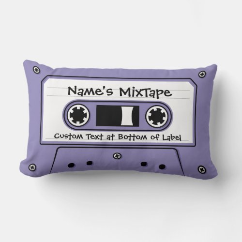 Lilac Audio Cassette Tape Lumbar Pillow