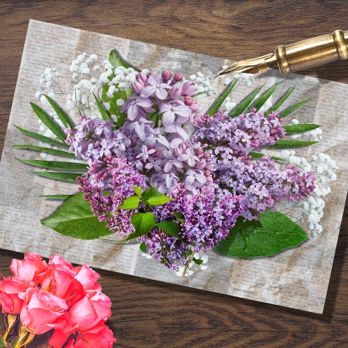Lilac Baby Breath Bouquet Decoupage Tissue Paper