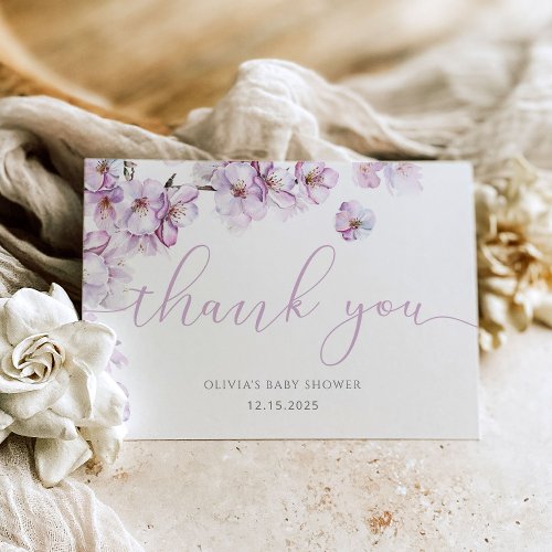 Lilac baby in bloom Cherry blossom thank you Card