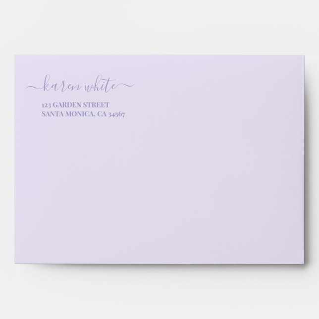 Lilac Baby Shower Envelope (Front)
