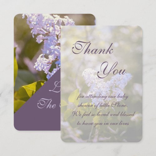 Lilac Baby Shower Thank You Card
