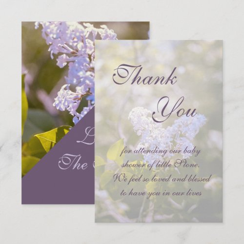 Lilac Baby Shower Thank You Card