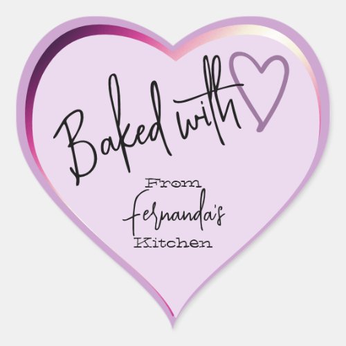 Lilac Baked with Love Baking From The Kitchen Of  Heart Sticker