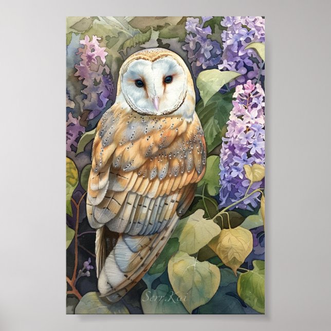 Lilac Barn Owl Print & Downloadable (Front)