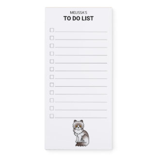 Lilac Bi-Color Persian Cat To Do List &amp; Name Magnetic Notepad