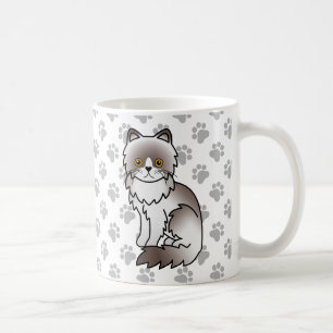 Lilac Bi-Color Persian Cute Cartoon Cat Coffee Mug