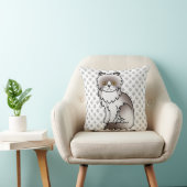 Lilac Bi-Color Persian Cute Cartoon Cat & Paws Throw Pillow (Chair)
