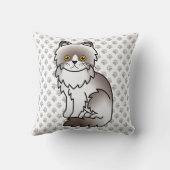 Lilac Bi-Color Persian Cute Cartoon Cat & Paws Throw Pillow (Back)