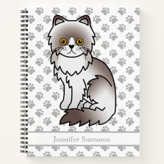 Lilac Bi-Color Persian Cute Cat &amp; Custom Text Notebook