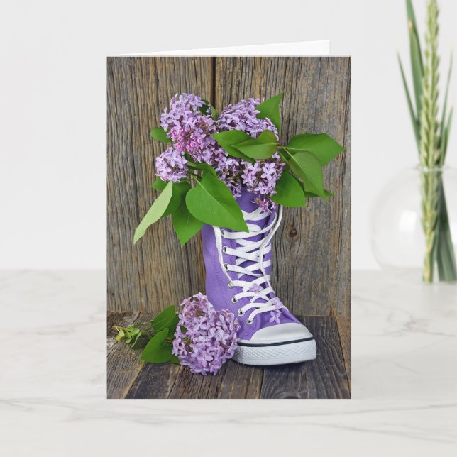 Lilac Birthday Bouquet in Sneaker Card (Front)