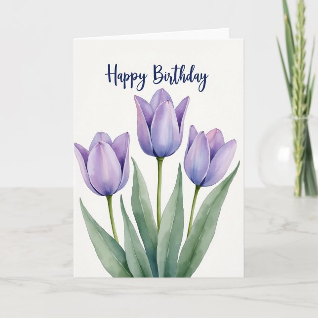 Lilac Birthday Flower Card (Front)