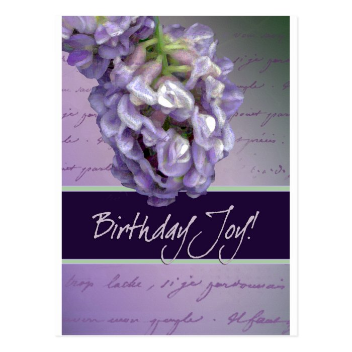 Lilac birthday joy post cards