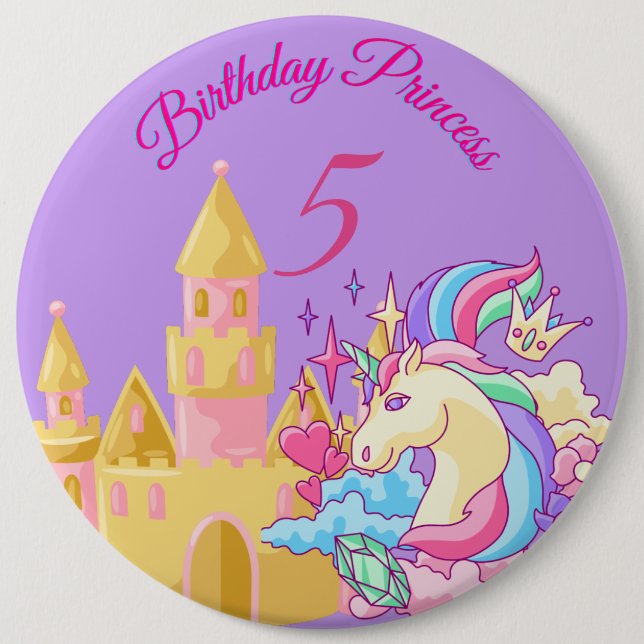Lilac Birthday Princess Button (Front)
