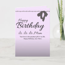 Lilac Black Floral Elegant Birthday Greeting Card