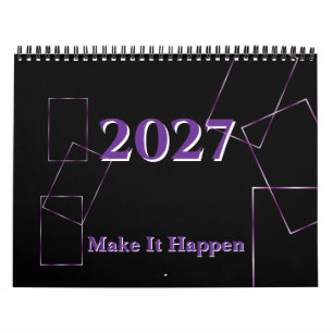 Lilac  Black  Geometric Frame Custom  Calendar