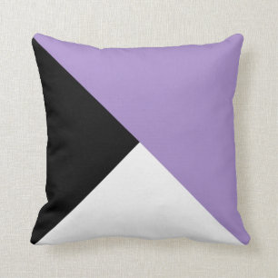 Lilac Black White Diagonal Color Block Pillow