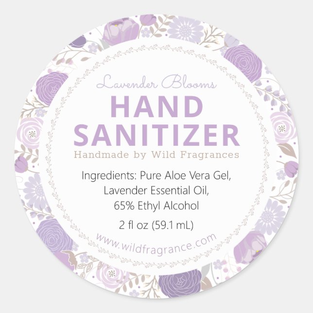 Lilac Bloom Personalized Hand Sanitizer Soap Label (Front)