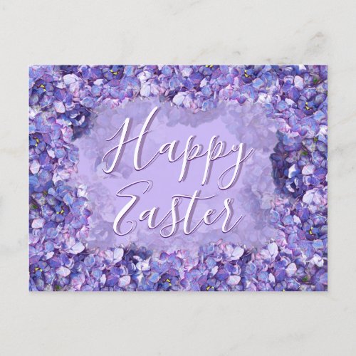 Lilac Blooming Hydrangea Happy Easter Holiday   Postcard
