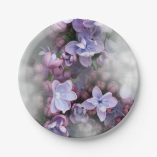 Lilac blooming paper plates