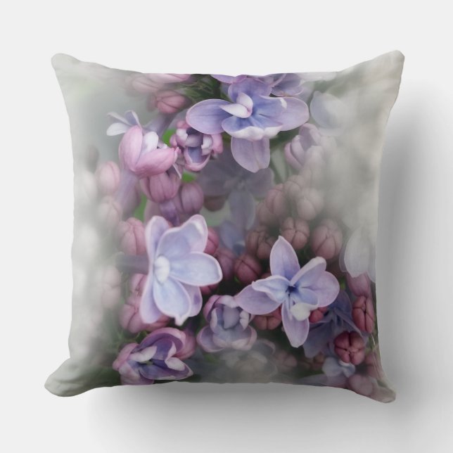 Lilac blooming throw pillow (Front)