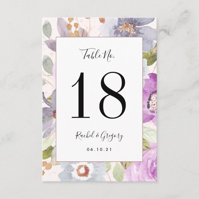 Lilac Blooms | Customizable Table Number Card (Front)