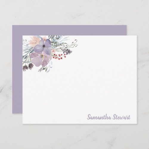 Lilac Blooms Floral Personalized Stationery  Note Card
