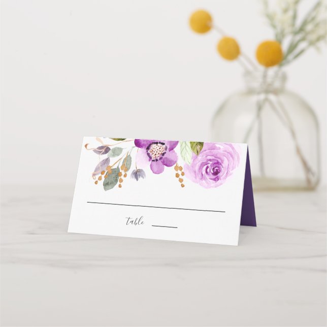 Lilac Blooms Wedding Place Card (Front)