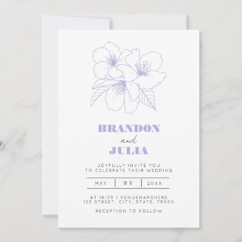 Lilac Blossom Botanical Lavender Spring QR Code Invitation