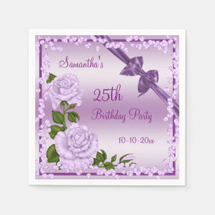Lilac Blossom, Bows & Diamonds 25th Paper Napkins