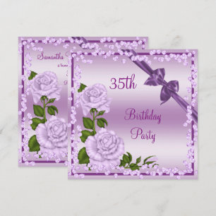 Lilac Blossom, Bows & Diamonds 35th Birthday Invitation