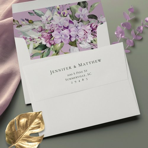 Lilac Blossom Watercolor Purple Return Address Envelope