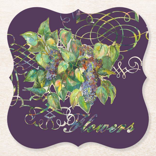 lilac blossoms paper coaster (Front)
