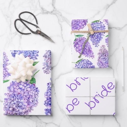 Lilac Blossoms Spring Bridal Shower Wrapping Paper Sheets