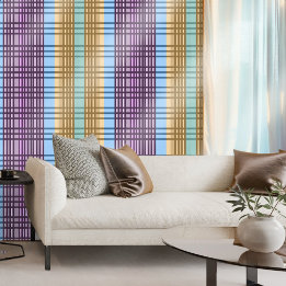 Lilac Blue Gold Green Checkered Elegant Pattern Wallpaper