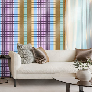 Lilac Blue Gold Green Checkered Elegant Pattern Wallpaper