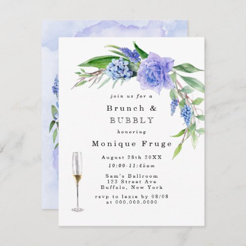 Lilac Blue Hyacinth Peony Brunch  Bubbly Invites