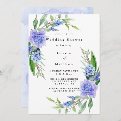 Lilac Blue Hyacinth Tulip Wedding Shower Invites