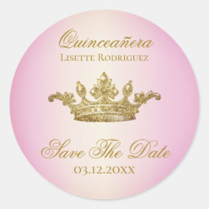 Lilac Blush Burgundy Save The Date Quinceanera Classic Round Sticker