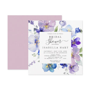 Lilac Blush Mauve Pansy Viola Floral Bridal Shower Invitation
