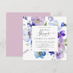 Lilac Blush Mauve Pansy Viola Floral Bridal Shower Invitation