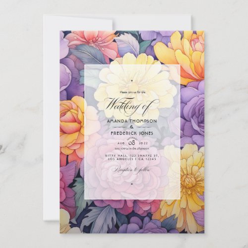 Lilac Blush Pink and Vintage Yellow Wedding Invit Invitation