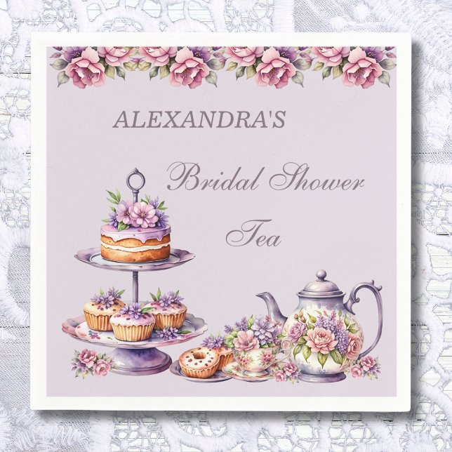 Lilac Blush Pink Floral Tea Party Bridal Shower Napkins (Creator Uploaded)