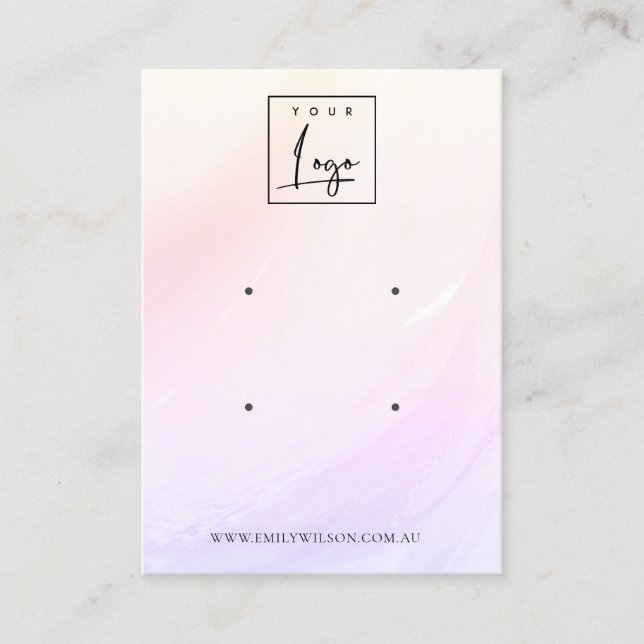 Lilac Blush Wave Hologram Logo 2 Earring Display Business Card (Front)